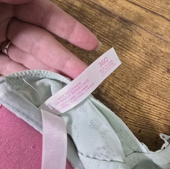 Pink VS Date racerback Lace Underwire Light Blue bra women's size 36C - Picture 4 of 5
